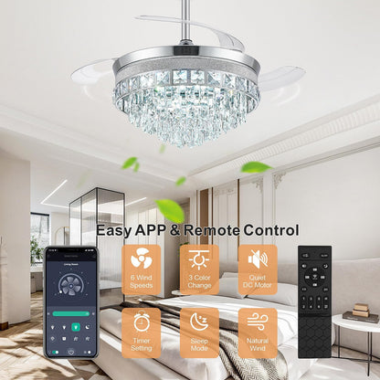 42" Crystal LED Fandelier Ceiling Fan Light