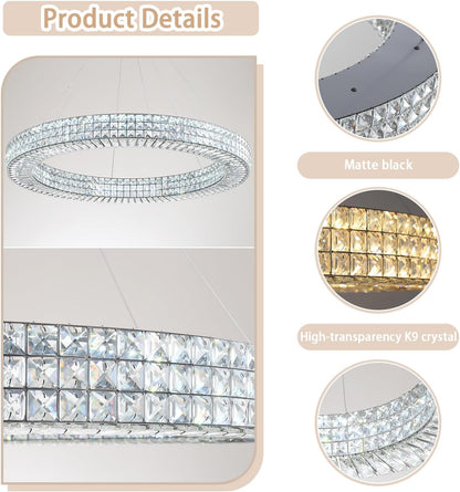 40” Modern Crystal Ring Chandelier