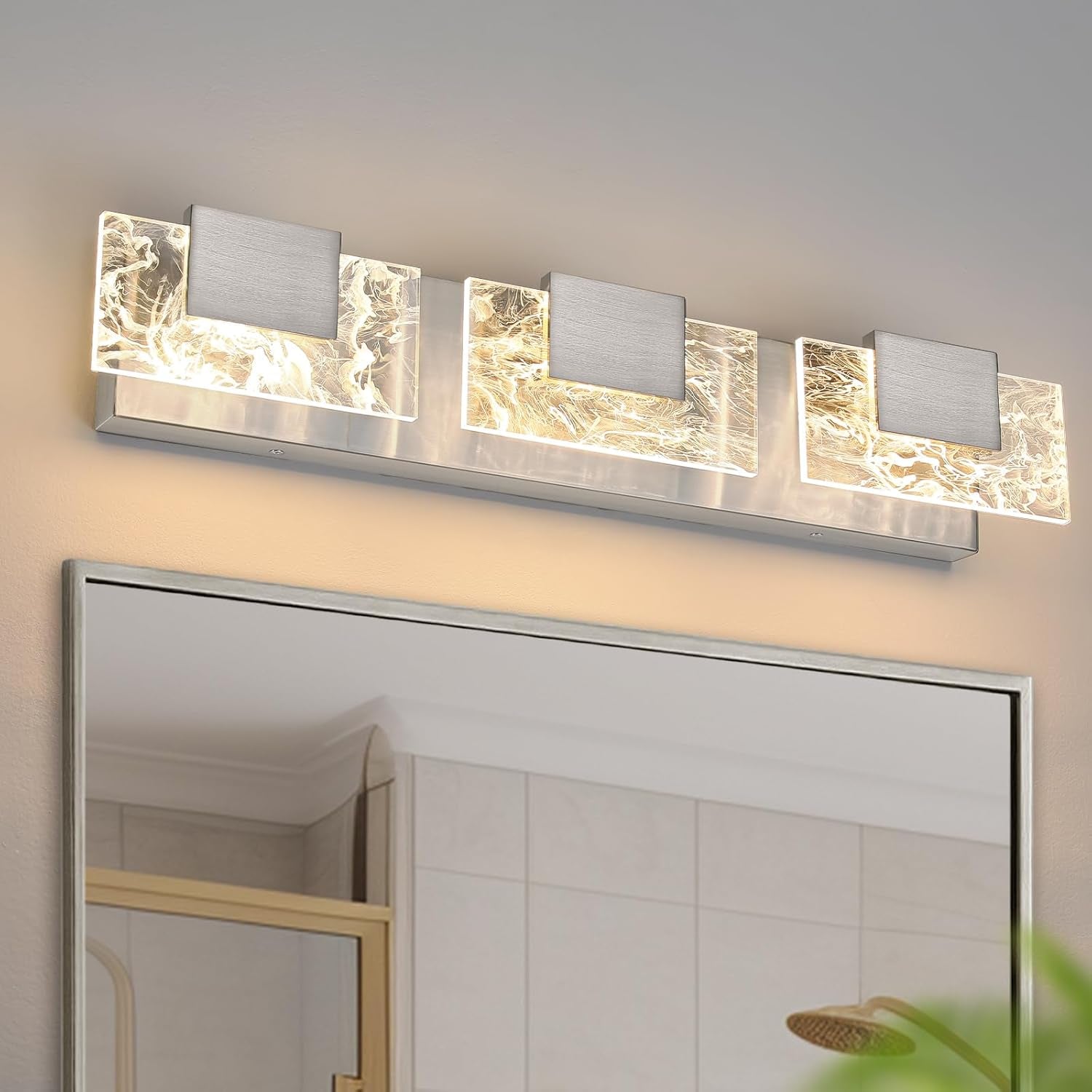 24” LED Brushed Nickel 3-Light Bathroom Vanity Light