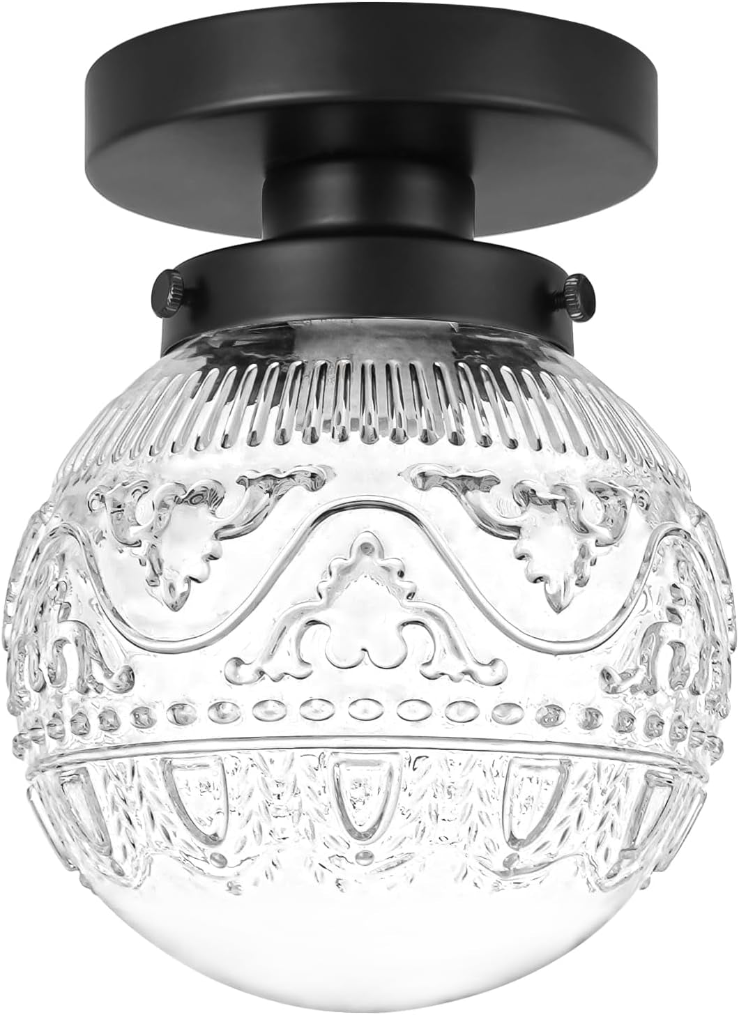 Vintage Black Globe Semi Flush Ceiling Light