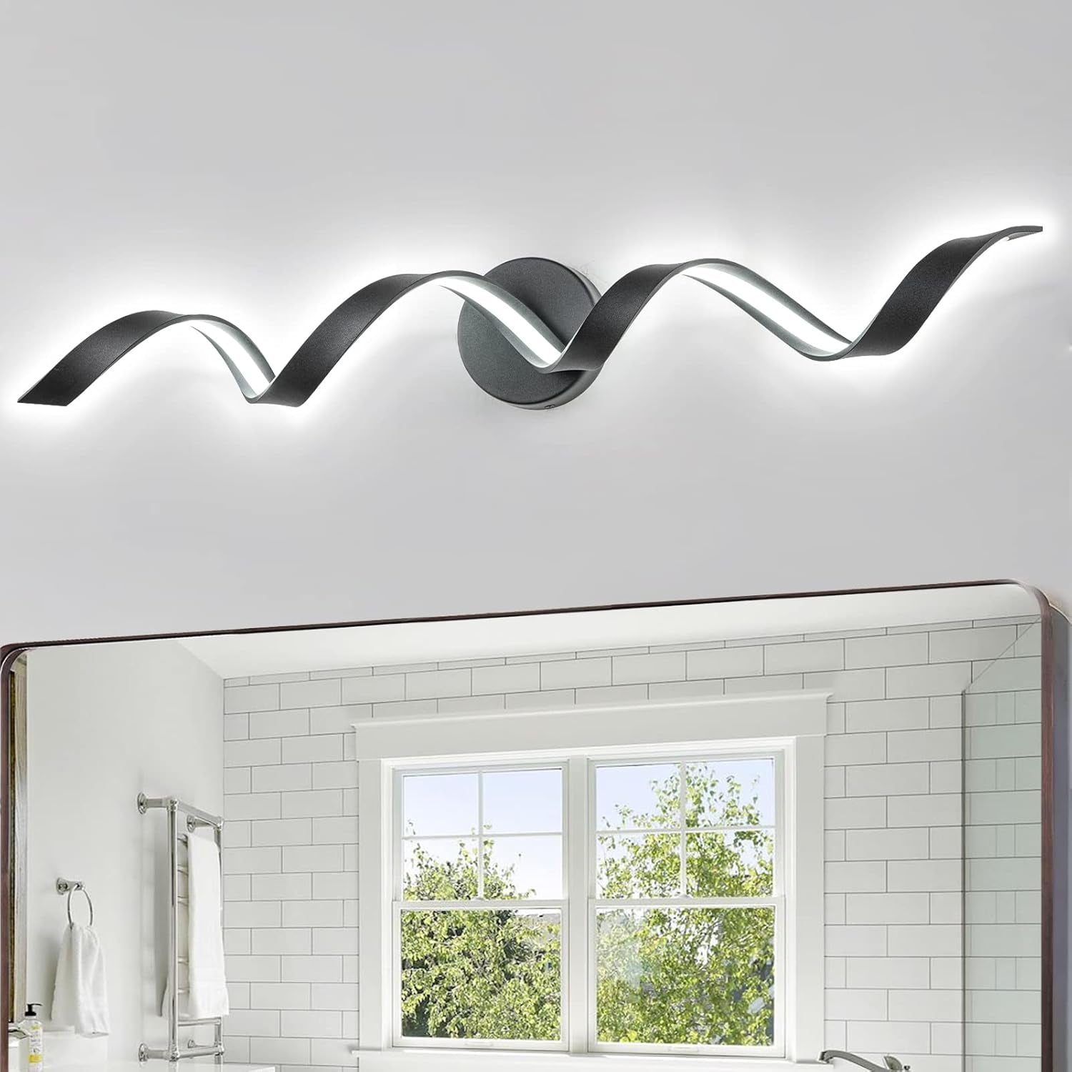 32” Dimmable Modern LED Spiral Bathroom Vanity Light