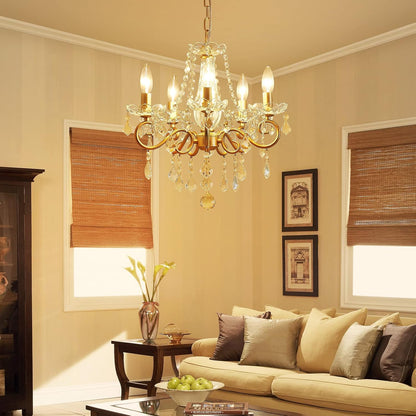 Mini Gold Crystal Chandelier – 5-Light, K9