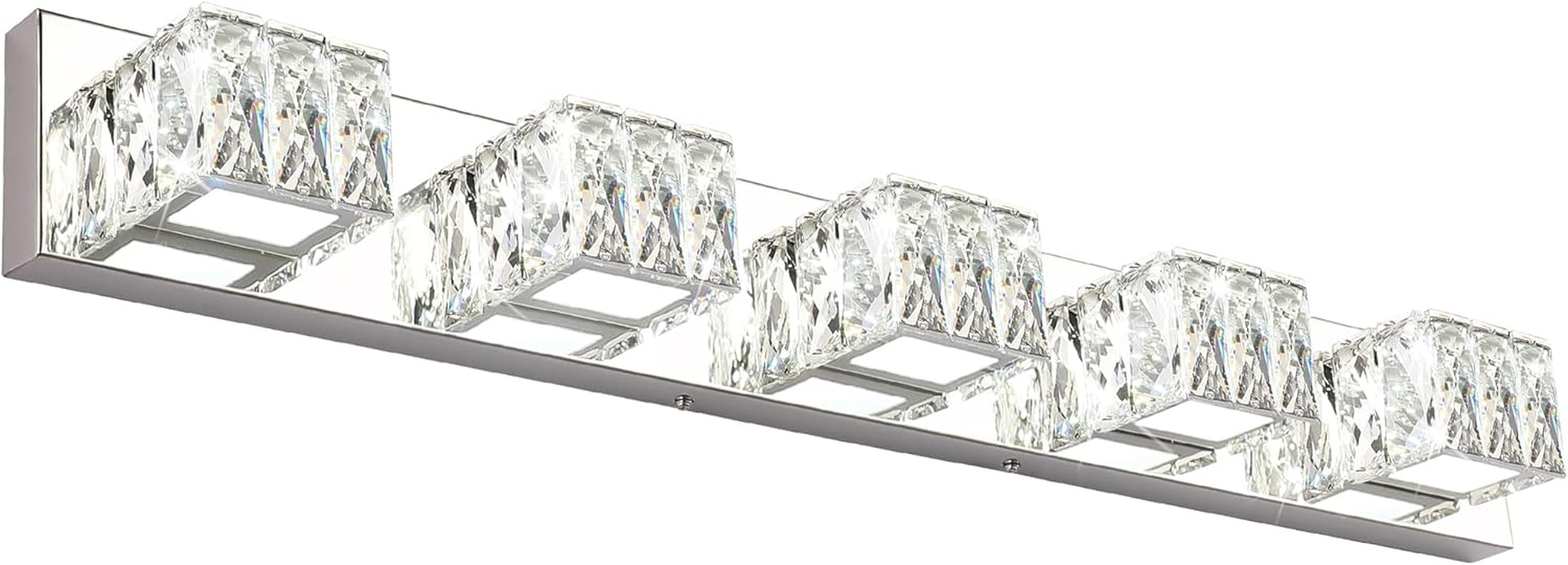 6-Light LED Chrome Crystal Bathroom Vanity Light