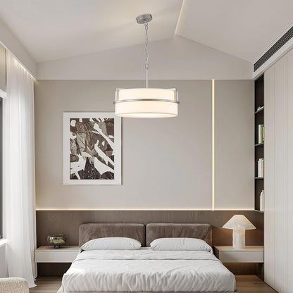 15.7" Modern Drum Chandelier – Brushed Nickel Finish
