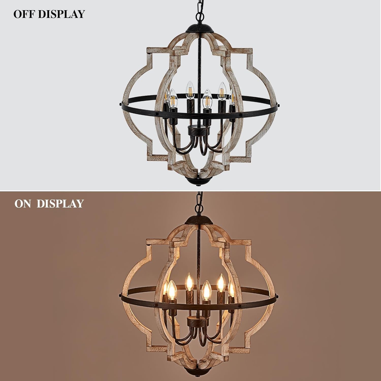 Rustic Farmhouse Globe Wood Chandelier