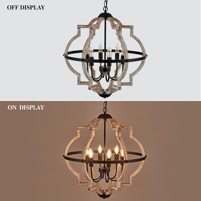 Rustic Farmhouse Globe Wood Chandelier