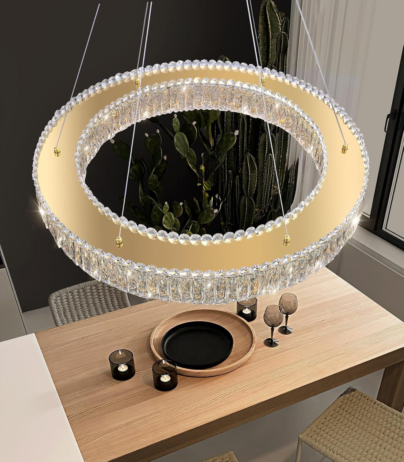 Modern Gold Crystal Ring LED Chandelier