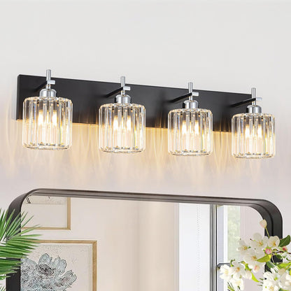 Gold Modern 3-Light Crystal Bathroom Vanity Light