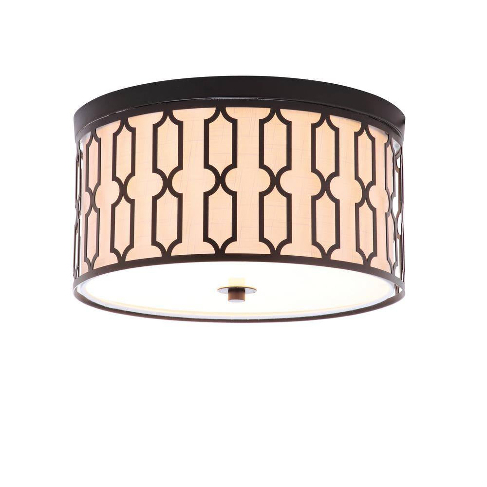 Link 3-Light Oil Rubbed Bronze 16.75 In. Metal Flush Mount