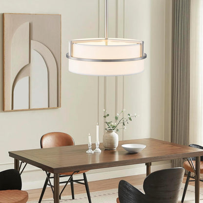 15.7" Modern Drum Chandelier – Brushed Nickel Finish