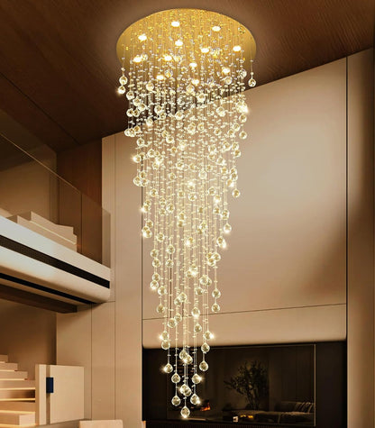 98" Gold Modern Crystal Raindrop Chandelier