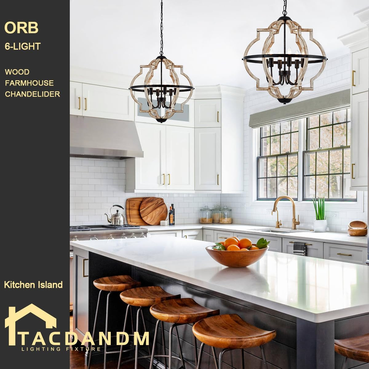 Rustic Farmhouse Globe Wood Chandelier