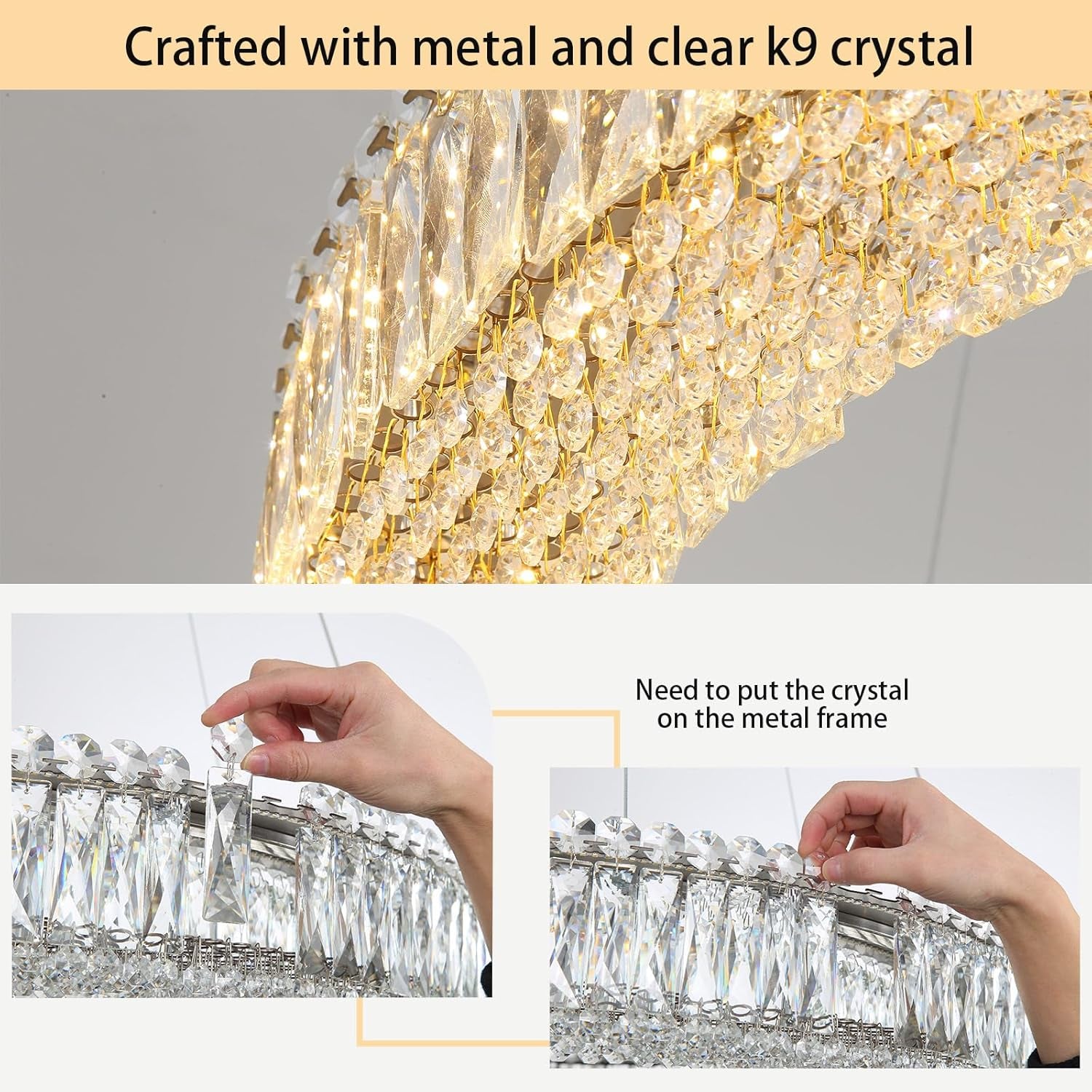 Modern Gold Crystal Ring LED Chandelier