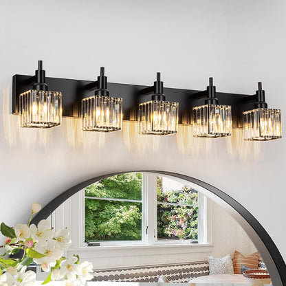 Gold Modern 3-Light Crystal Bathroom Vanity Light