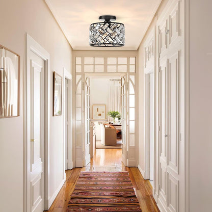 Black Crystal Flush Mount Ceiling Light Fixture
