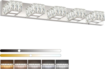 6-Light LED Chrome Crystal Bathroom Vanity Light