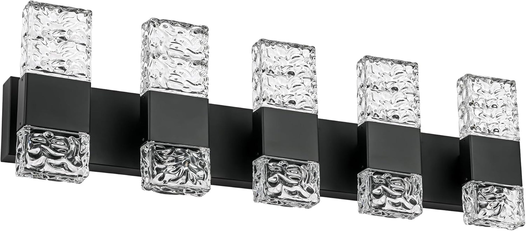 4-Light LED Black Bathroom Vanity Wall Fixture