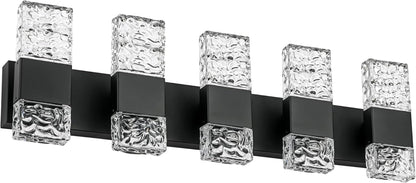 4-Light LED Black Bathroom Vanity Wall Fixture