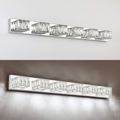 6-Light LED Chrome Crystal Bathroom Vanity Light