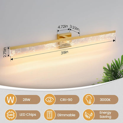 39" LED Gold Vanity Light – Dimmable 28W