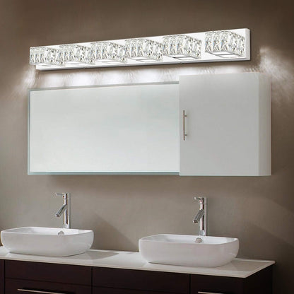 6-Light LED Chrome Crystal Bathroom Vanity Light