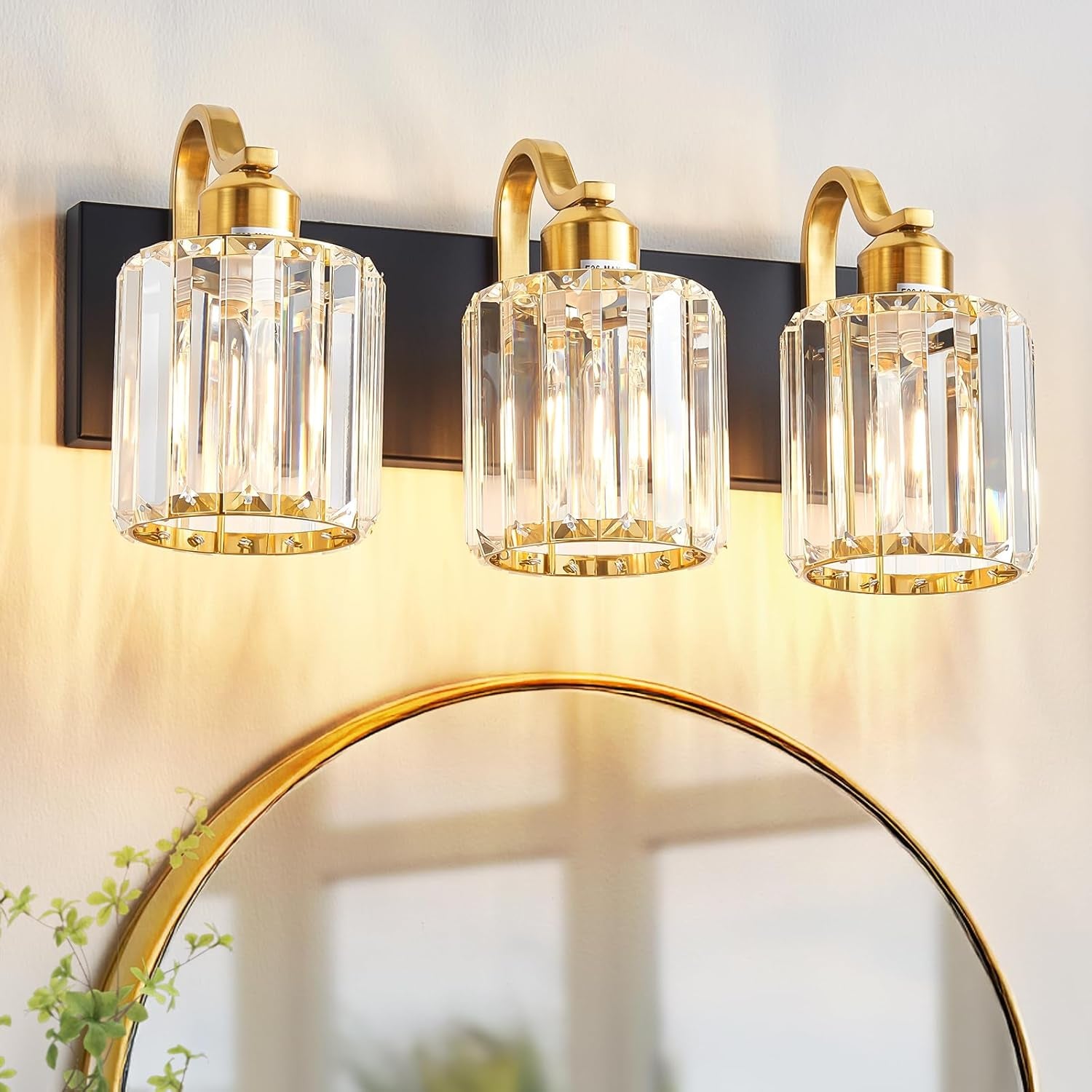 6-Light Brushed Nickel Crystal Bathroom Vanity Light