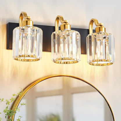 6-Light Brushed Nickel Crystal Bathroom Vanity Light