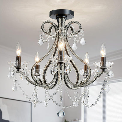 Gold Crystal Flush Mount Chandelier