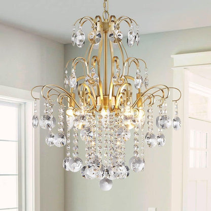 Gold Crystal Flush Mount Chandelier