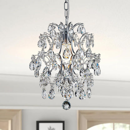 Gold Modern Pendant Chandelier Crystal Raindrop Lighting Ceiling Light Fixture Lamp for Dining Room Bathroom Bedroom Livingroom Entryway 1 E26 Bulbs Required D13 in X H16 In