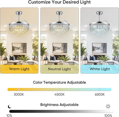 42" Crystal LED Fandelier Ceiling Fan Light