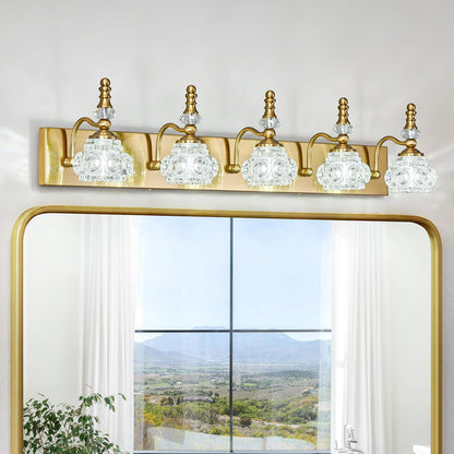 3-Light Black Crystal Bathroom Vanity Light