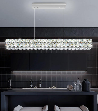 Modern 2-Ring Gold Crystal LED Chandelier