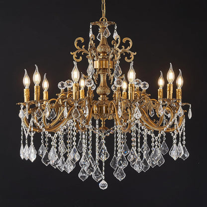 Antique Gold 8-Light Candle Crystal Chandelier