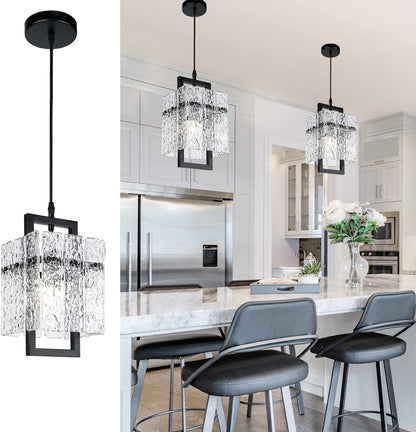 Modern Rectangle Gold Crystal Chandeliers for Dining Room, 42" Large Rectangular Water Ripple Glass Island Light Fixture, Elegant Linear Lighting for Kitchen Island, Living Room, L42 X W11 X H12