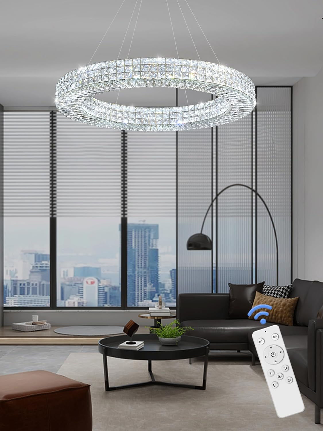 40” Modern Crystal Ring Chandelier