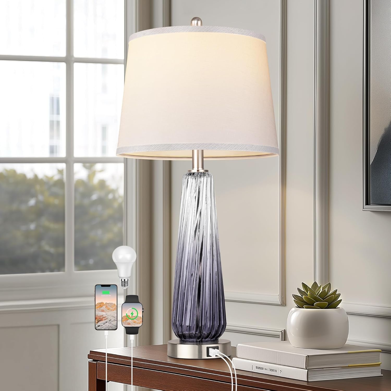 Modern Glass Touch Table Lamps Set of 2
