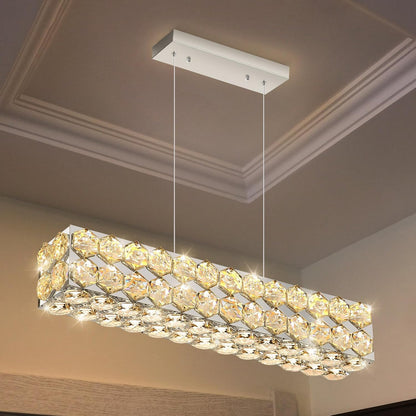 Modern 2-Ring Gold Crystal LED Chandelier