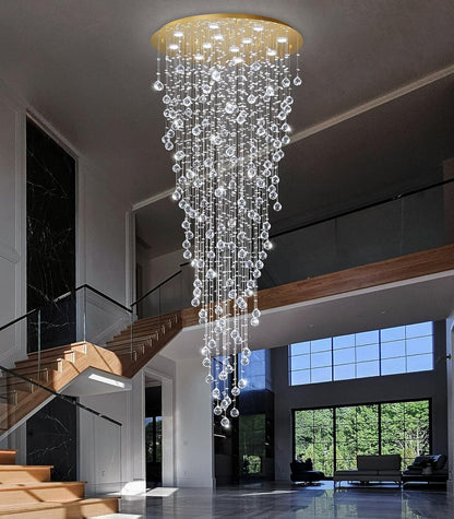 98" Gold Modern Crystal Raindrop Chandelier