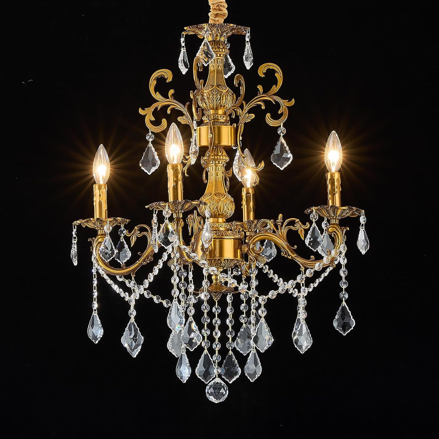 Antique Gold 8-Light Candle Crystal Chandelier