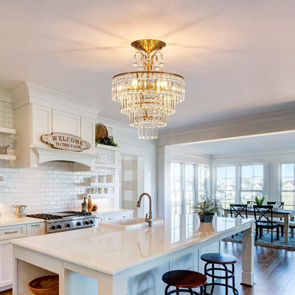 5-Light Gold Crystal Chandelier Fixture