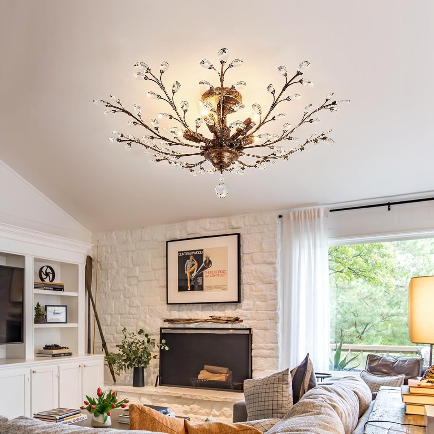 5-Light Bronze Vintage Crystal Chandelier