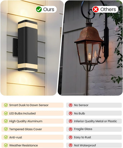 Dusk to Dawn Wall Light – Up & Down, Black LED