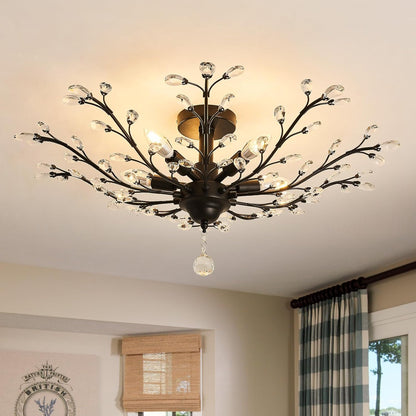 5-Light Bronze Vintage Crystal Chandelier