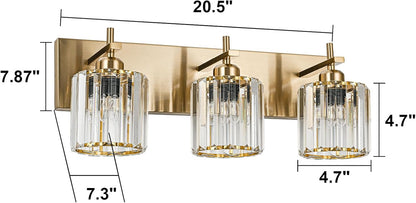 Gold Modern 3-Light Crystal Bathroom Vanity Light