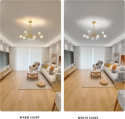 9-Light Gold Sputnik Crystal Chandelier
