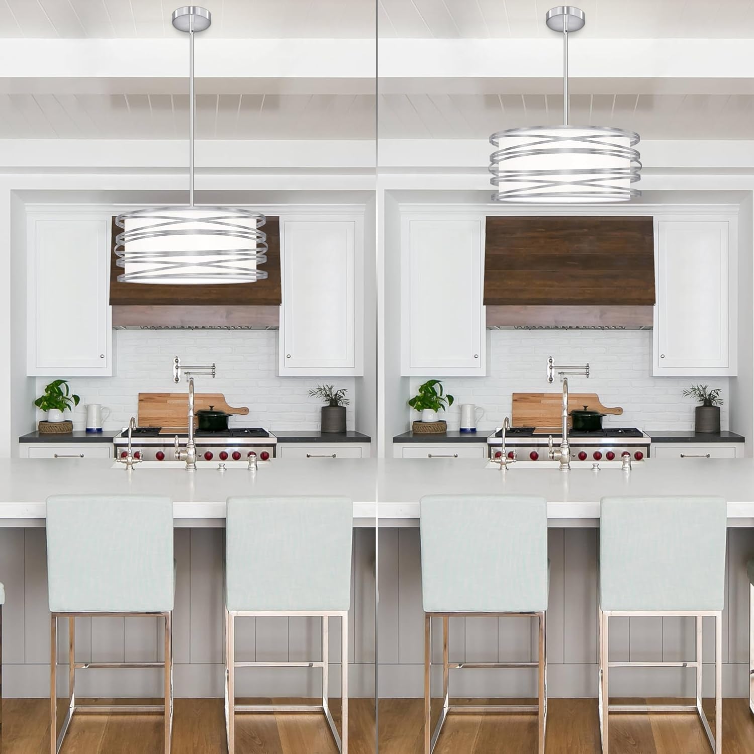 6" Drum Pendant Light – 3-Light Brushed Nickel