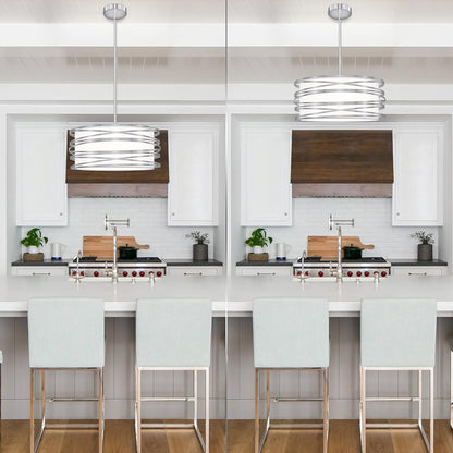 6" Drum Pendant Light – 3-Light Brushed Nickel