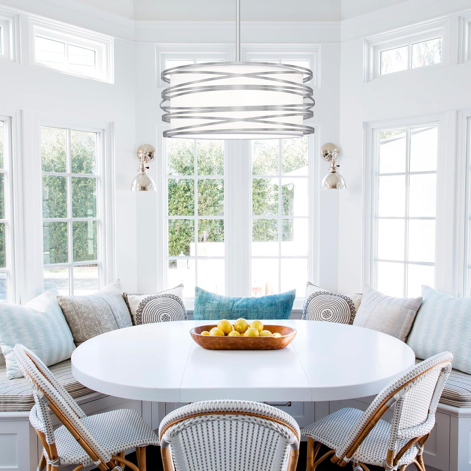 6" Drum Pendant Light – 3-Light Brushed Nickel