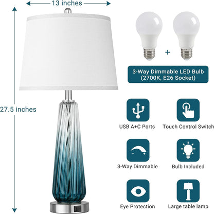 Modern Glass Touch Table Lamps Set of 2